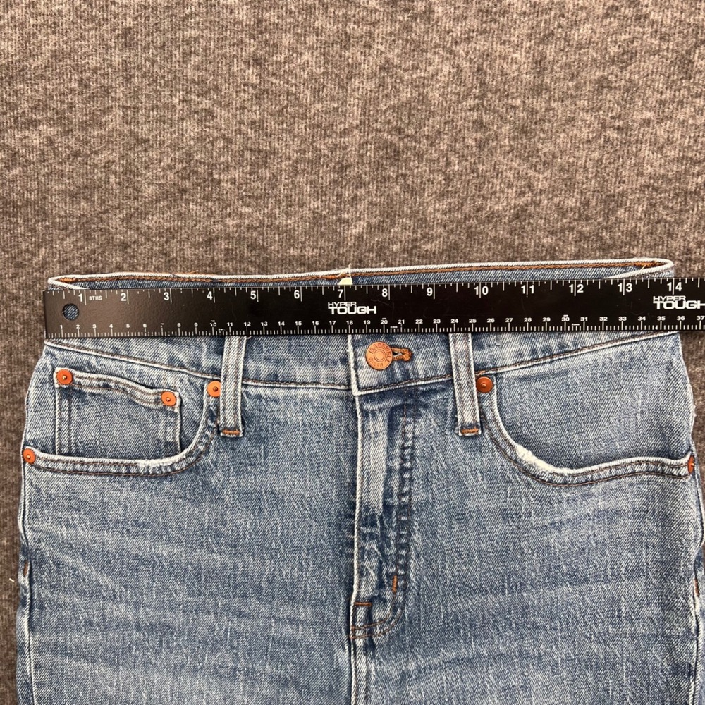 Madewell Classic Straight Jean High Rise Crop Light Wash Raw Hem Womens Size 26 - Picture 10 of 14